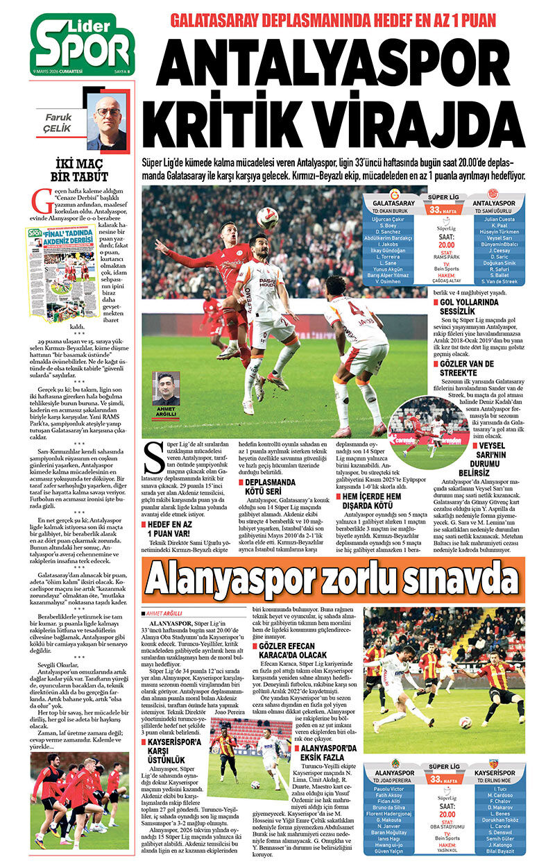 9 M A Y I S 2026 L İ D E R G A Z E T E A N T A L Y A 8