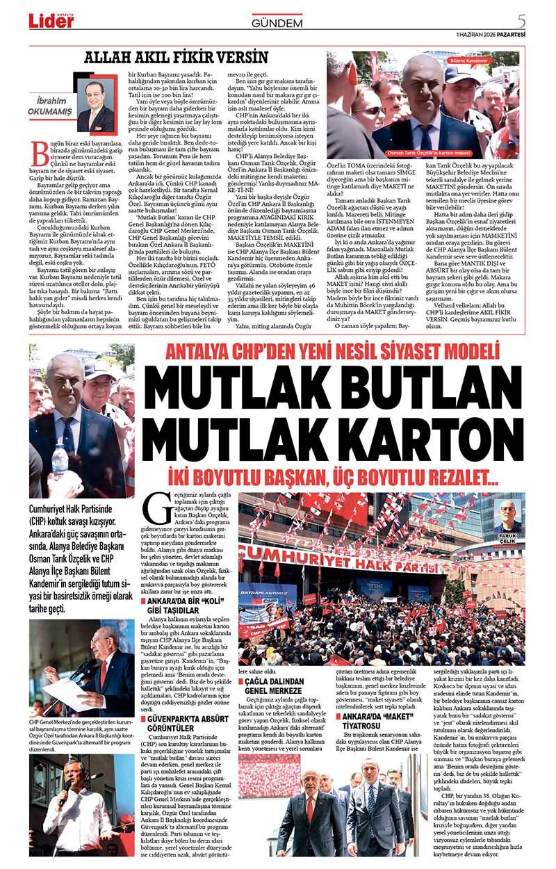 1 H A Z İ R A N 2026 L İ D E R G A Z E T E A N T A L Y A 5