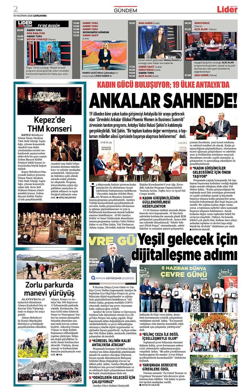 10 H A Z İ R A N 2026 L İ D E R G A Z E T E A N T A L Y A 2
