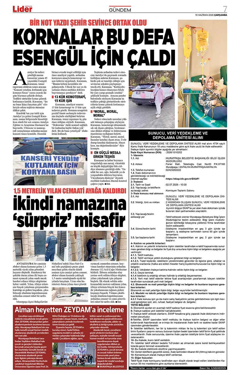 10 H A Z İ R A N 2026 L İ D E R G A Z E T E A N T A L Y A 7