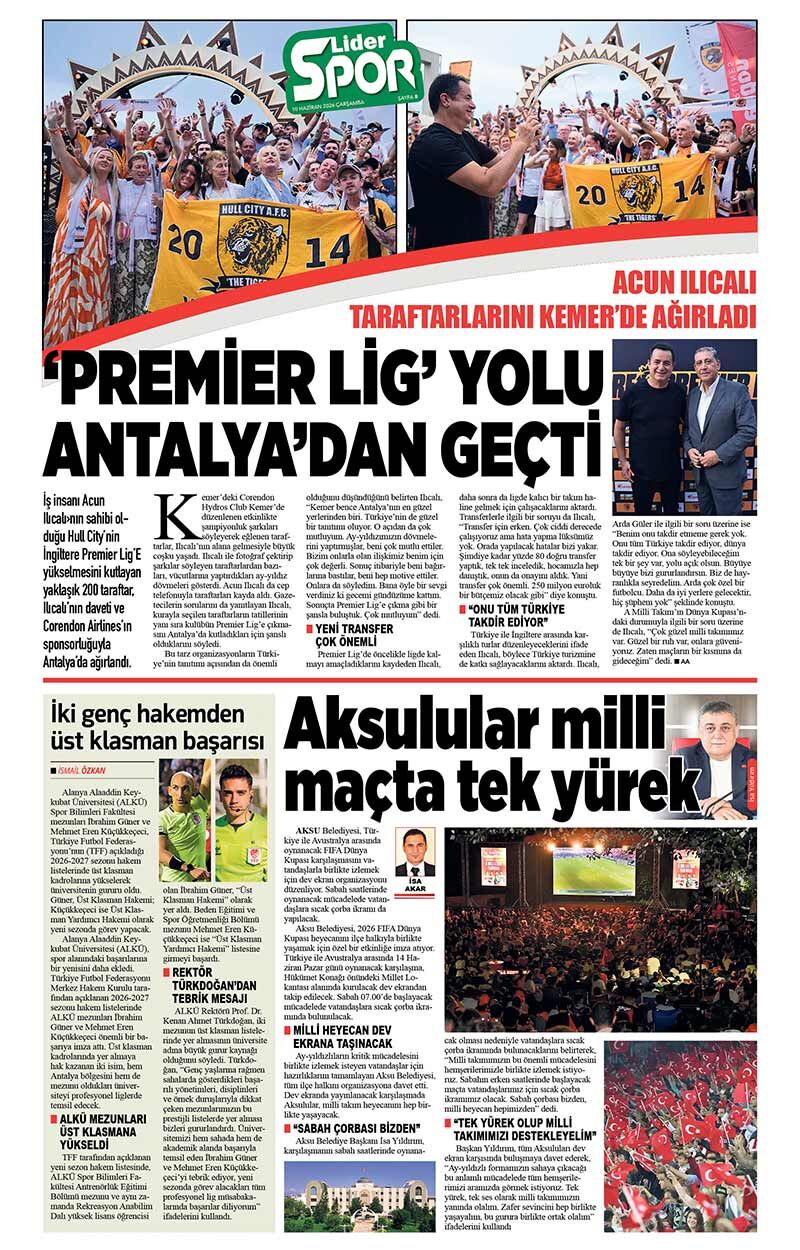 10 H A Z İ R A N 2026 L İ D E R G A Z E T E A N T A L Y A 8