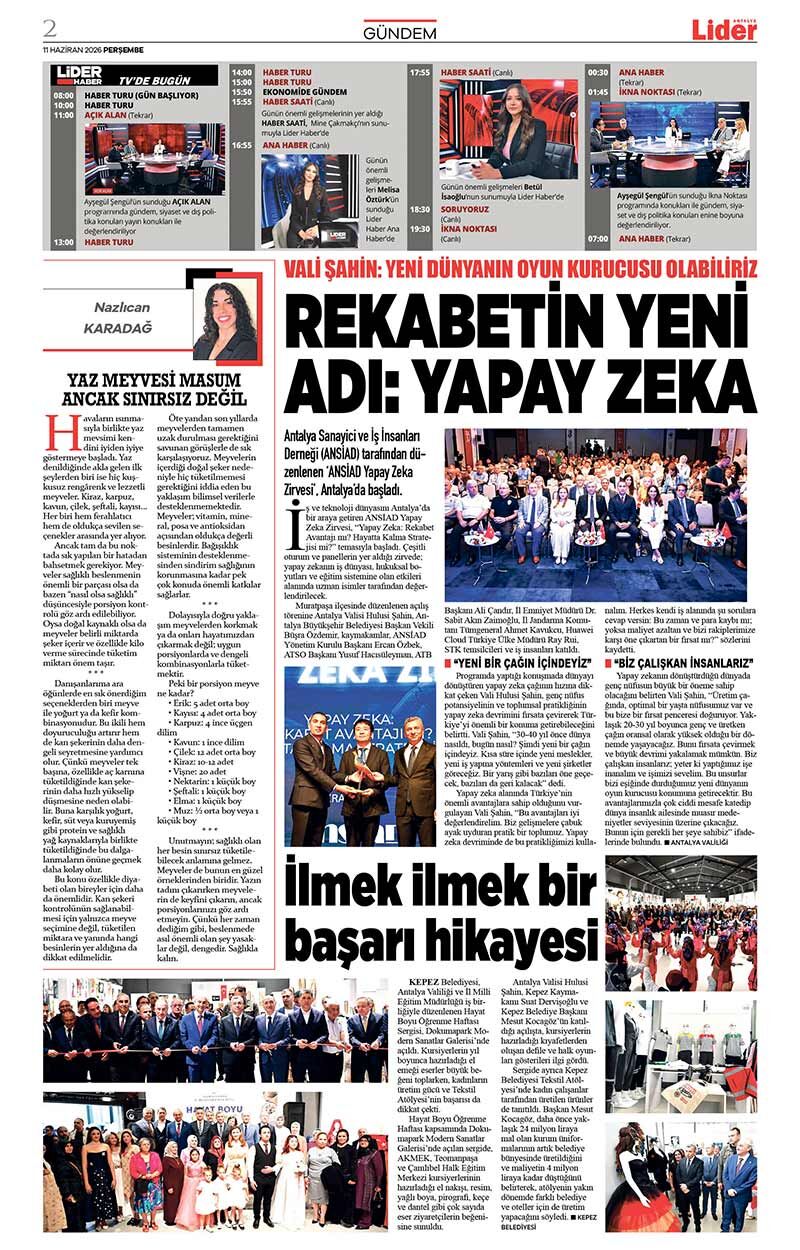 11 H A Z İ R A N 2026 L İ D E R G A Z E T E A N T A L Y A 2