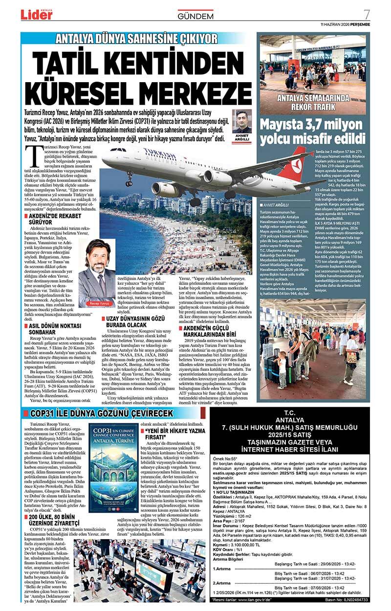 11 H A Z İ R A N 2026 L İ D E R G A Z E T E A N T A L Y A 7