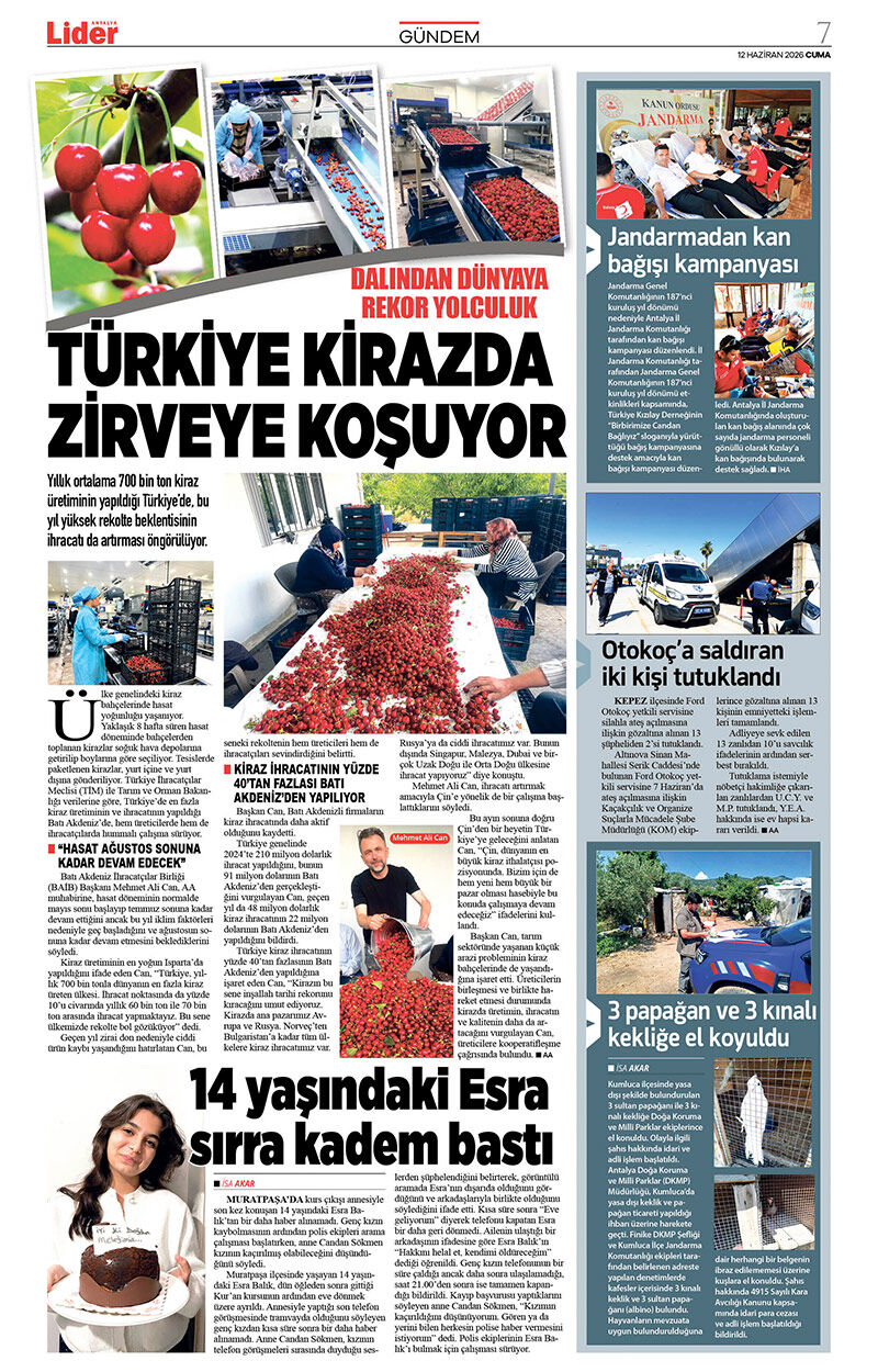 12 H A Z İ R A N 2026 L İ D E R G A Z E T E A N T A L Y A 7