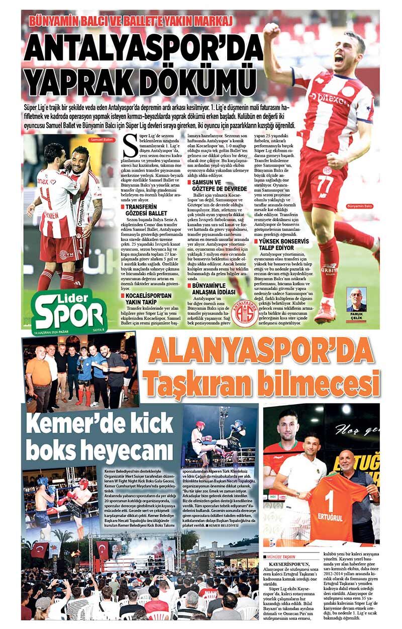 14 H A Z İ R A N 2026 L İ D E R G A Z E T E A N T A L Y A 8