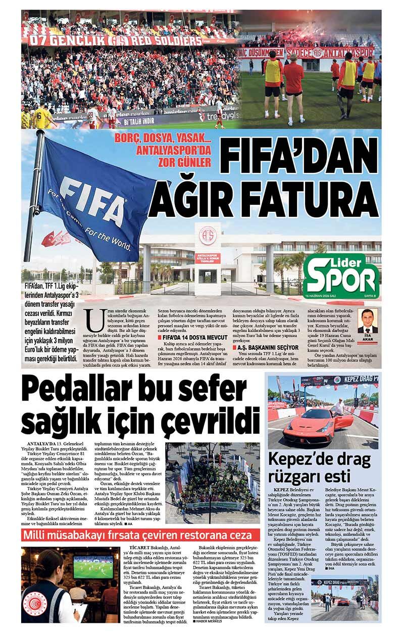 16 H A Z İ R A N 2026 L İ D E R G A Z E T E A N T A L Y A 8