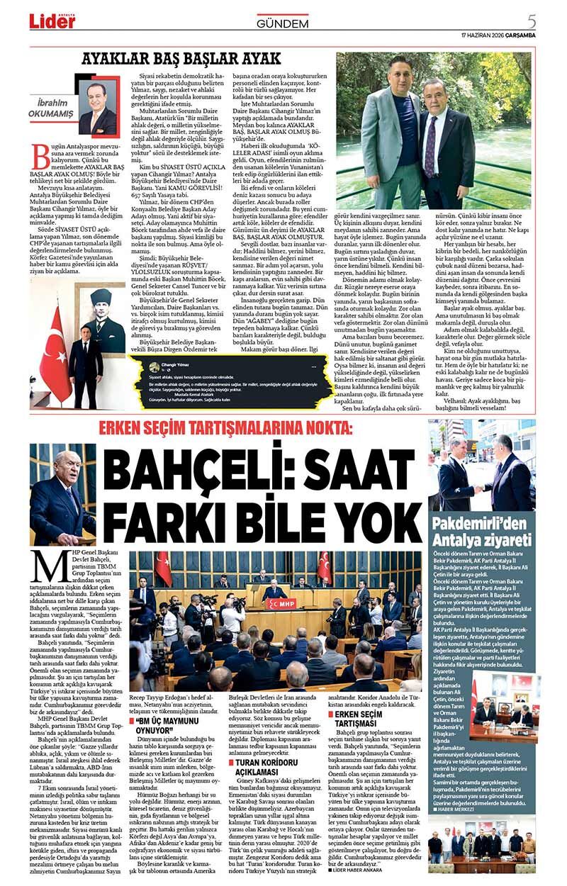 17 H A Z İ R A N 2026 L İ D E R G A Z E T E A N T A L Y A 5