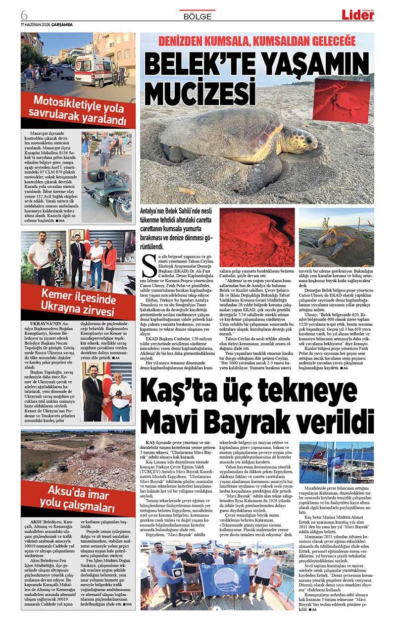 17 H A Z İ R A N 2026 L İ D E R G A Z E T E A N T A L Y A 6