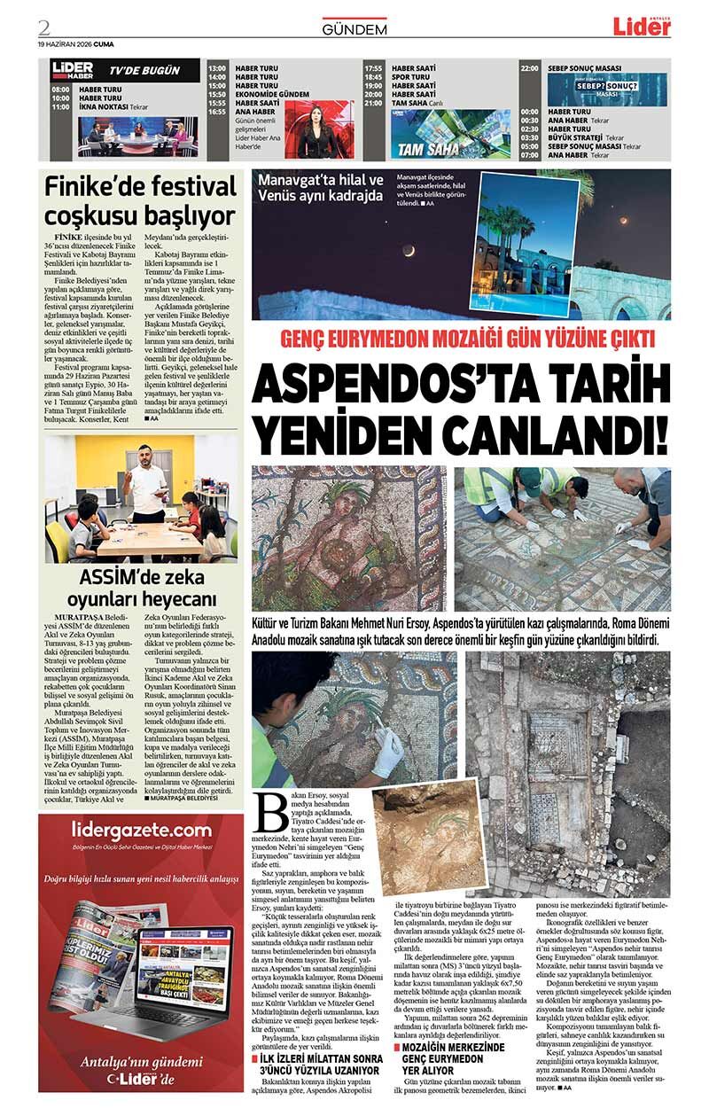 19 H A Z İ R A N 2026 L İ D E R G A Z E T E A N T A L Y A 2