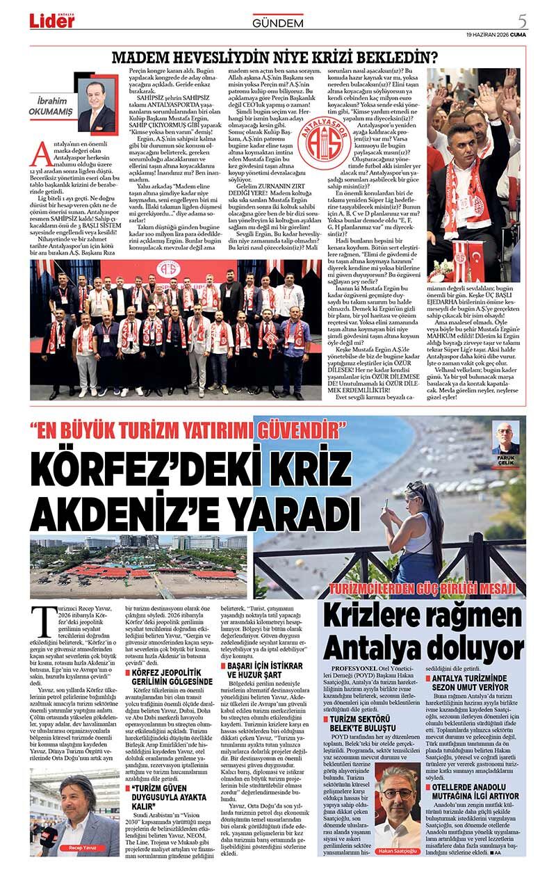 19 H A Z İ R A N 2026 L İ D E R G A Z E T E A N T A L Y A 5