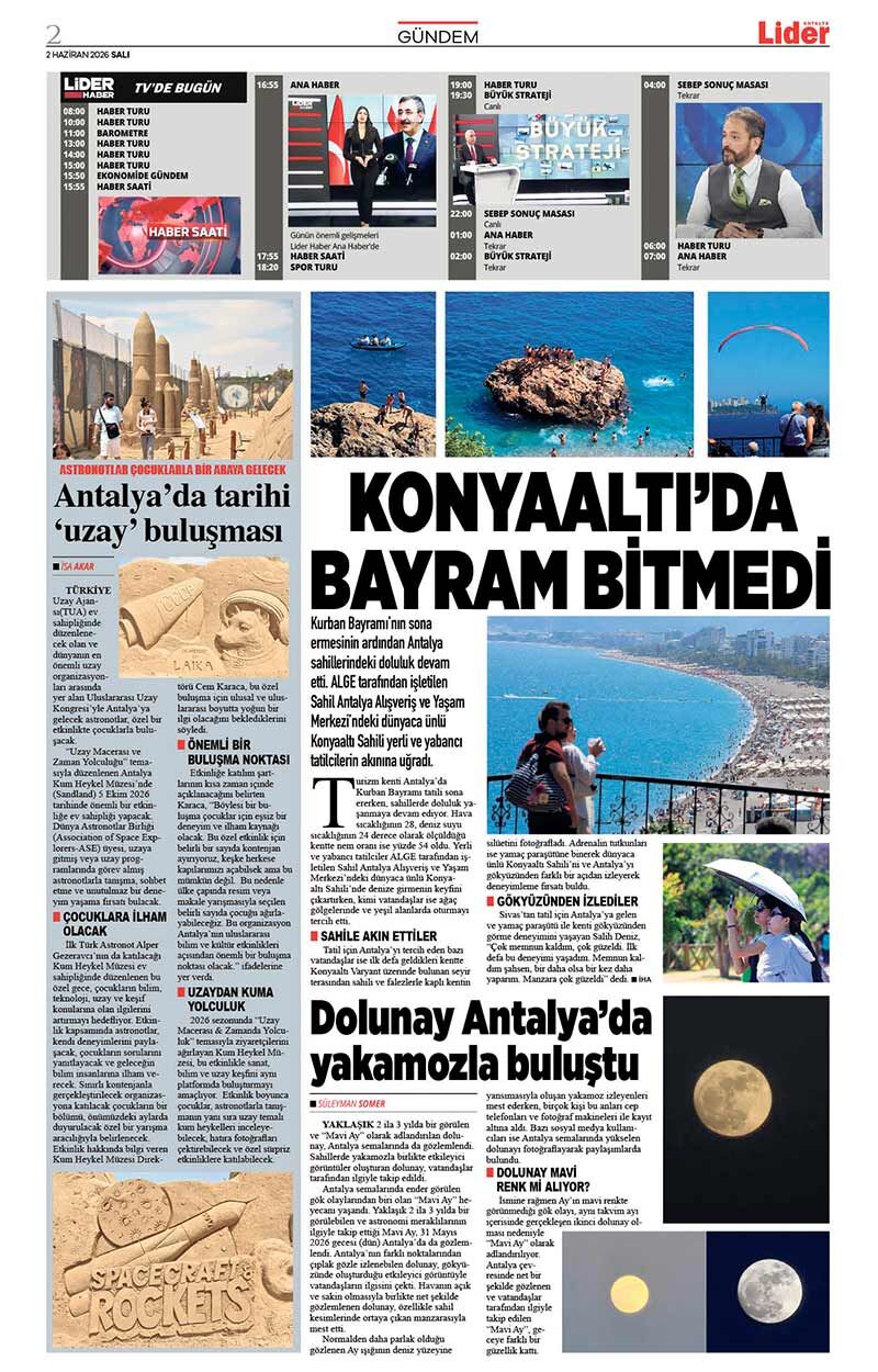 2 H A Z İ R A N 2026 L İ D E R G A Z E T E A N T A L Y A 2
