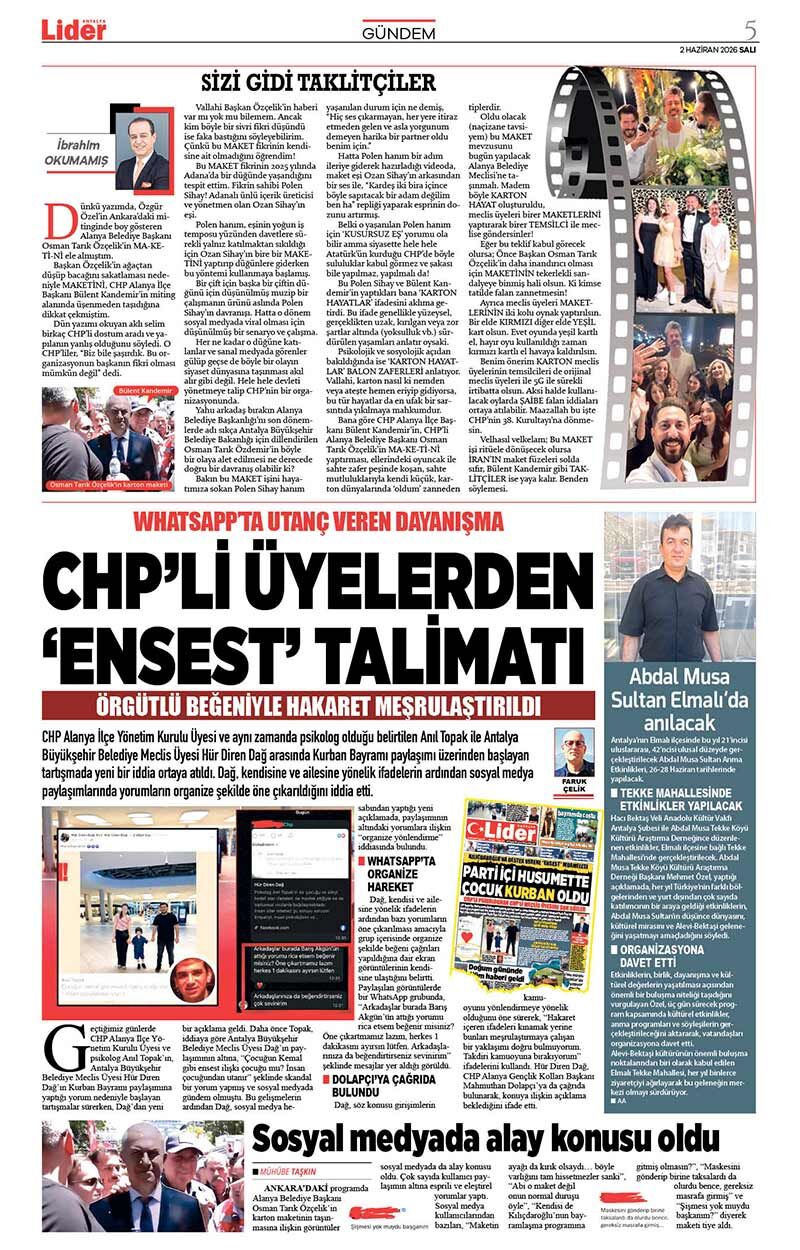 2 H A Z İ R A N 2026 L İ D E R G A Z E T E A N T A L Y A 5