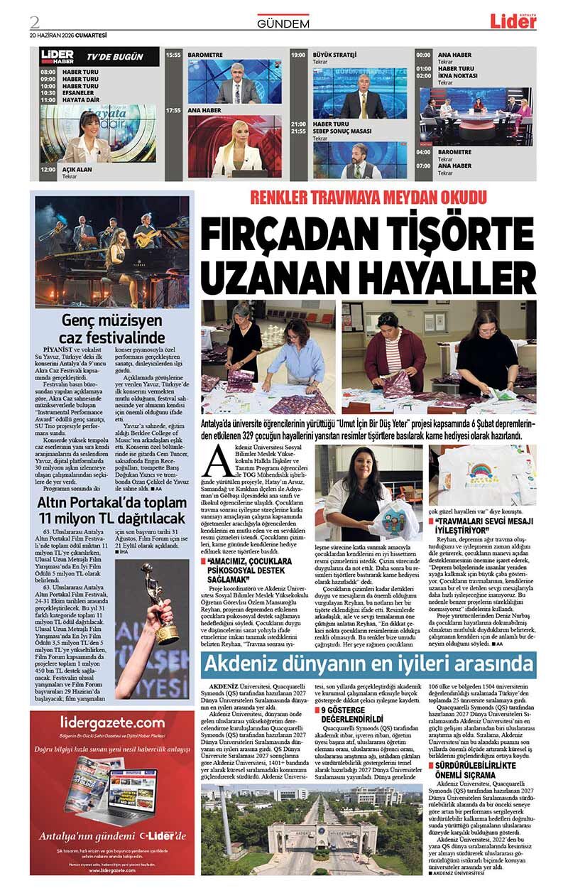 20 H A Z İ R A N 2026 L İ D E R G A Z E T E A N T A L Y A 2
