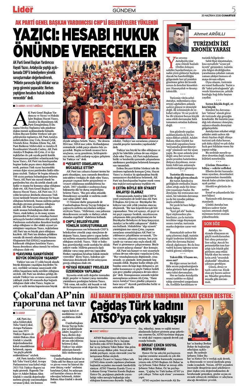 20 H A Z İ R A N 2026 L İ D E R G A Z E T E A N T A L Y A 5