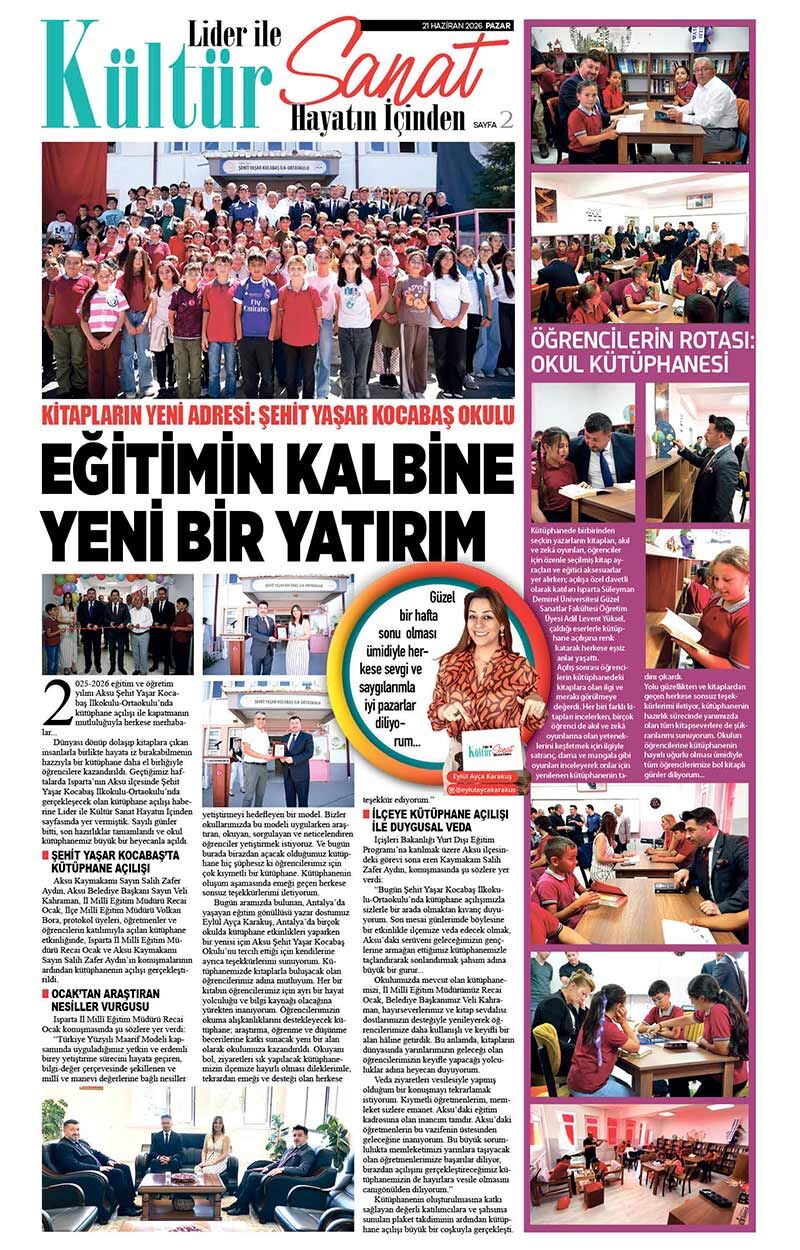 21 H A Z İ R A N 2026 L İ D E R G A Z E T E A N T A L Y A 2