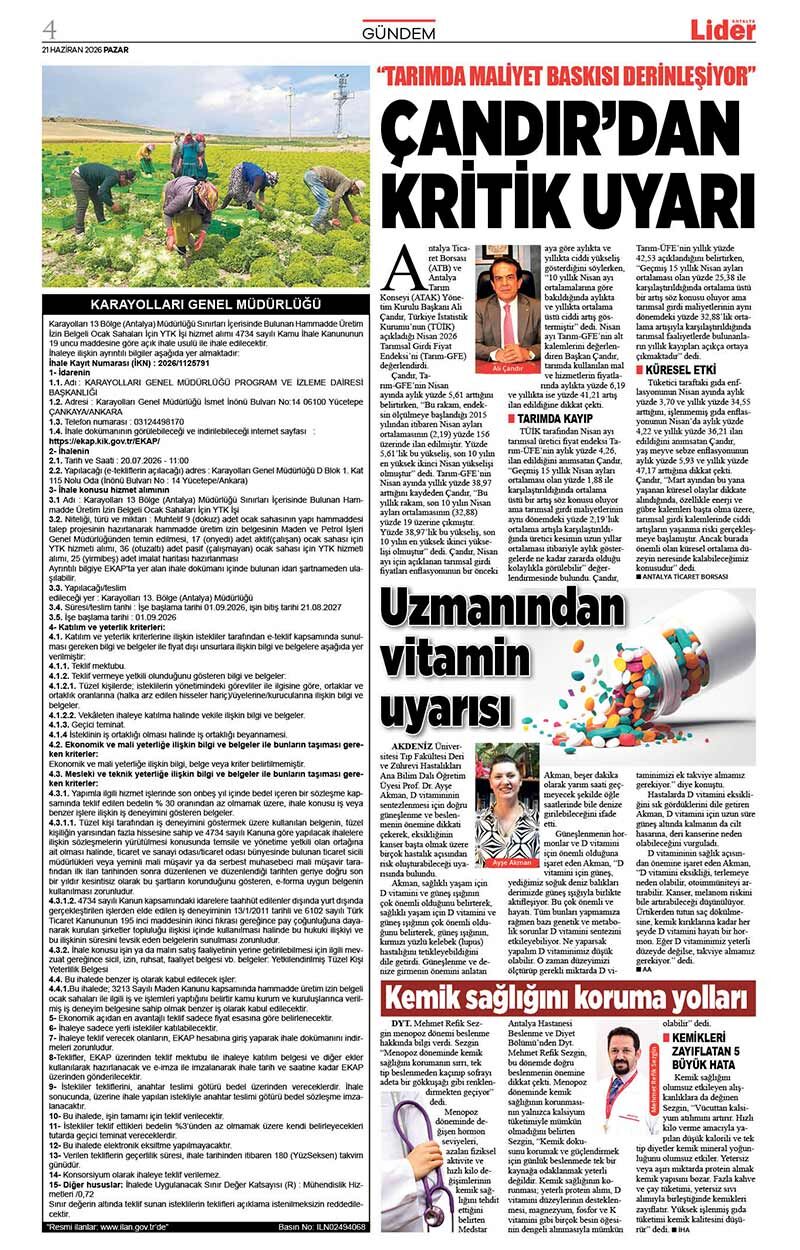 21 H A Z İ R A N 2026 L İ D E R G A Z E T E A N T A L Y A 4