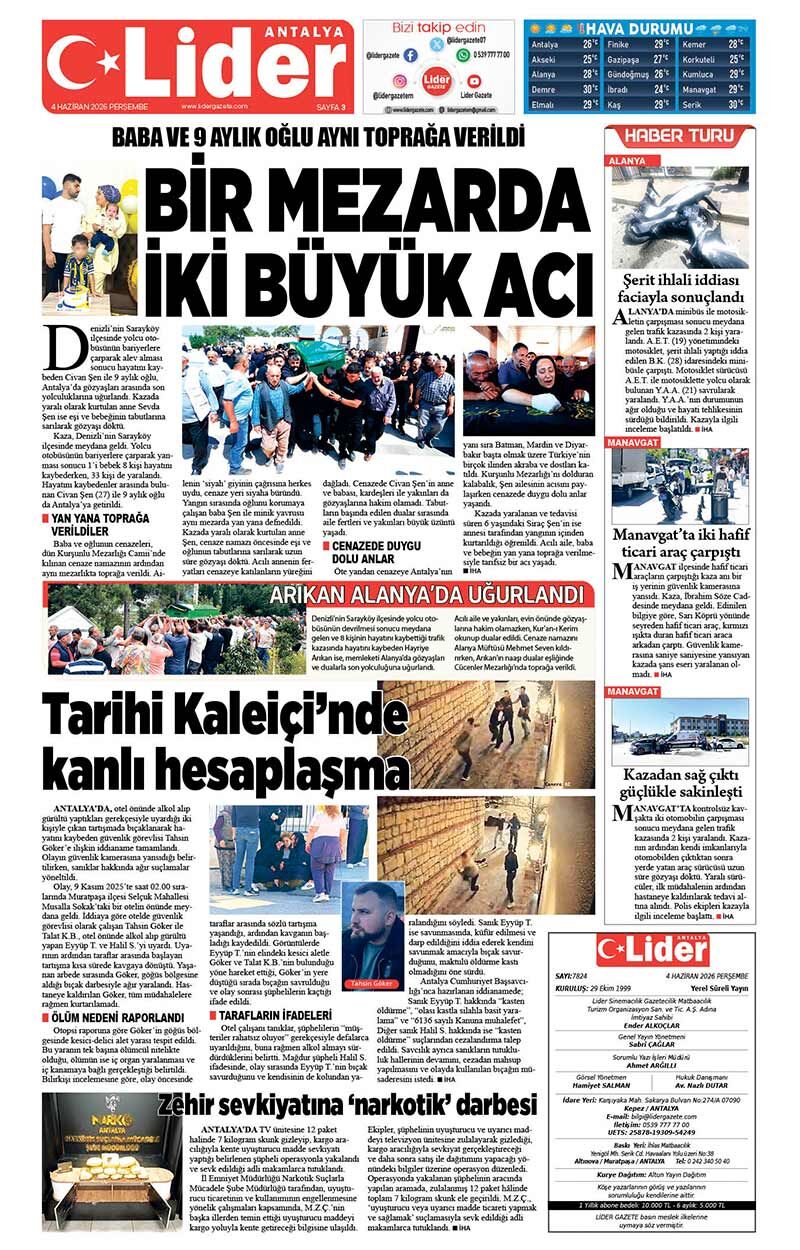 4 H A Z İ R A N 2026 L İ D E R G A Z E T E A N T A L Y A 3