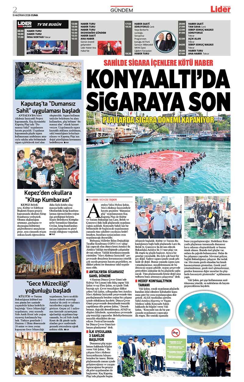 5 H A Z İ R A N 2026 L İ D E R G A Z E T E A N T A L Y A 2