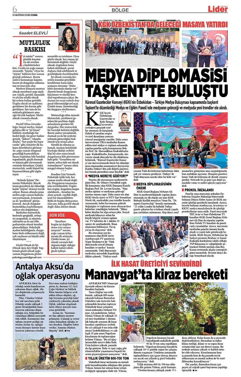 5 H A Z İ R A N 2026 L İ D E R G A Z E T E A N T A L Y A 6