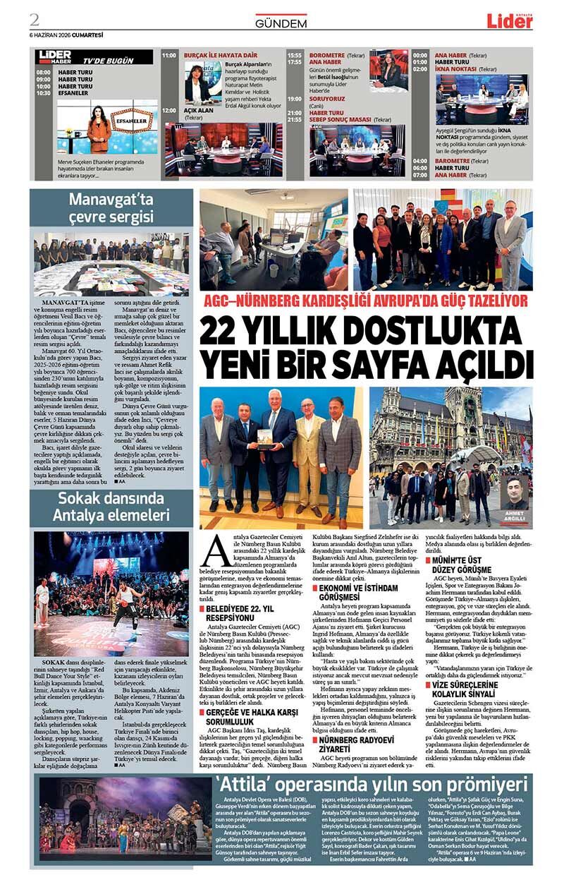 6 H A Z İ R A N 2026 L İ D E R G A Z E T E A N T A L Y A 2