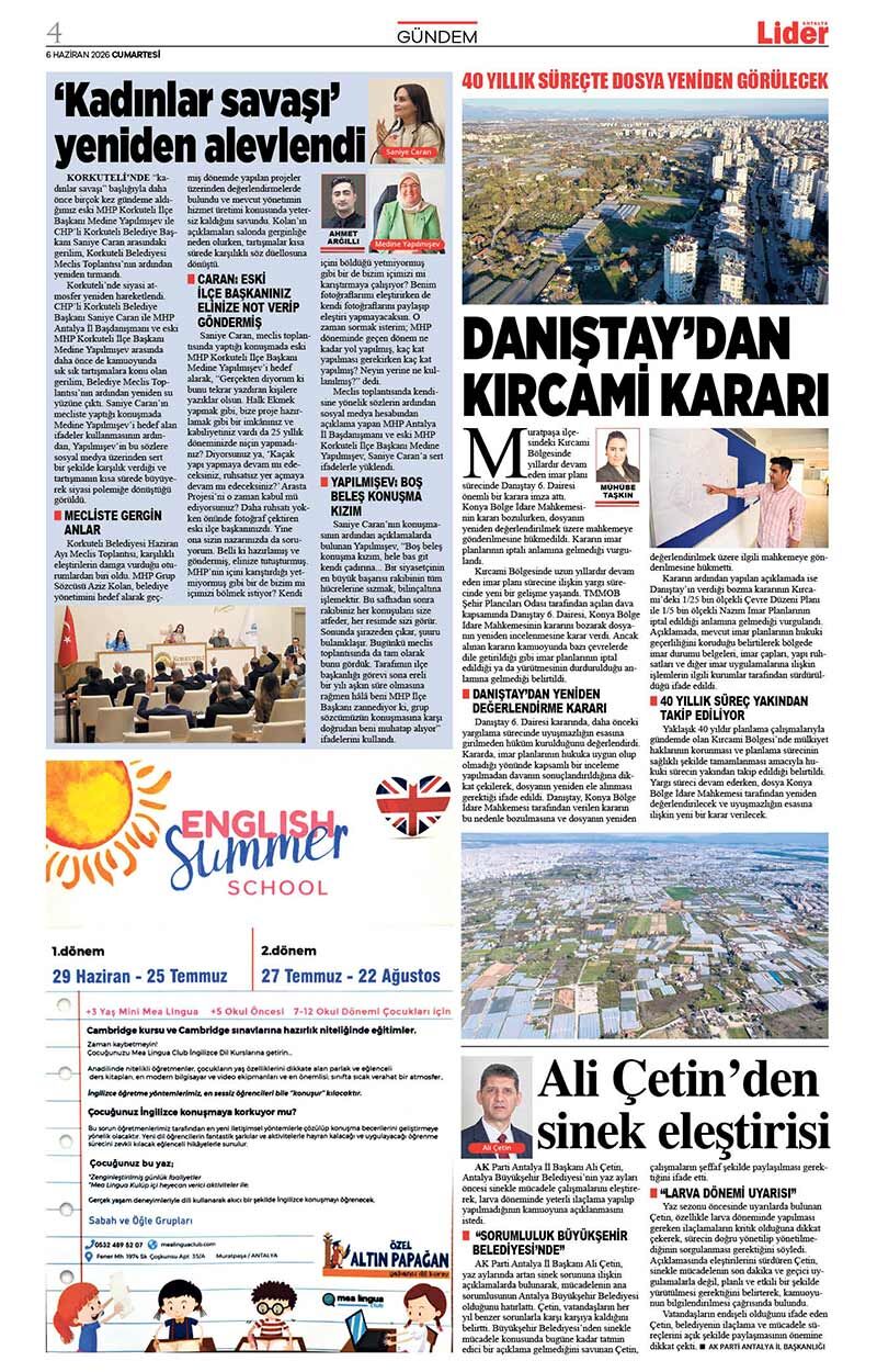 6 H A Z İ R A N 2026 L İ D E R G A Z E T E A N T A L Y A 4