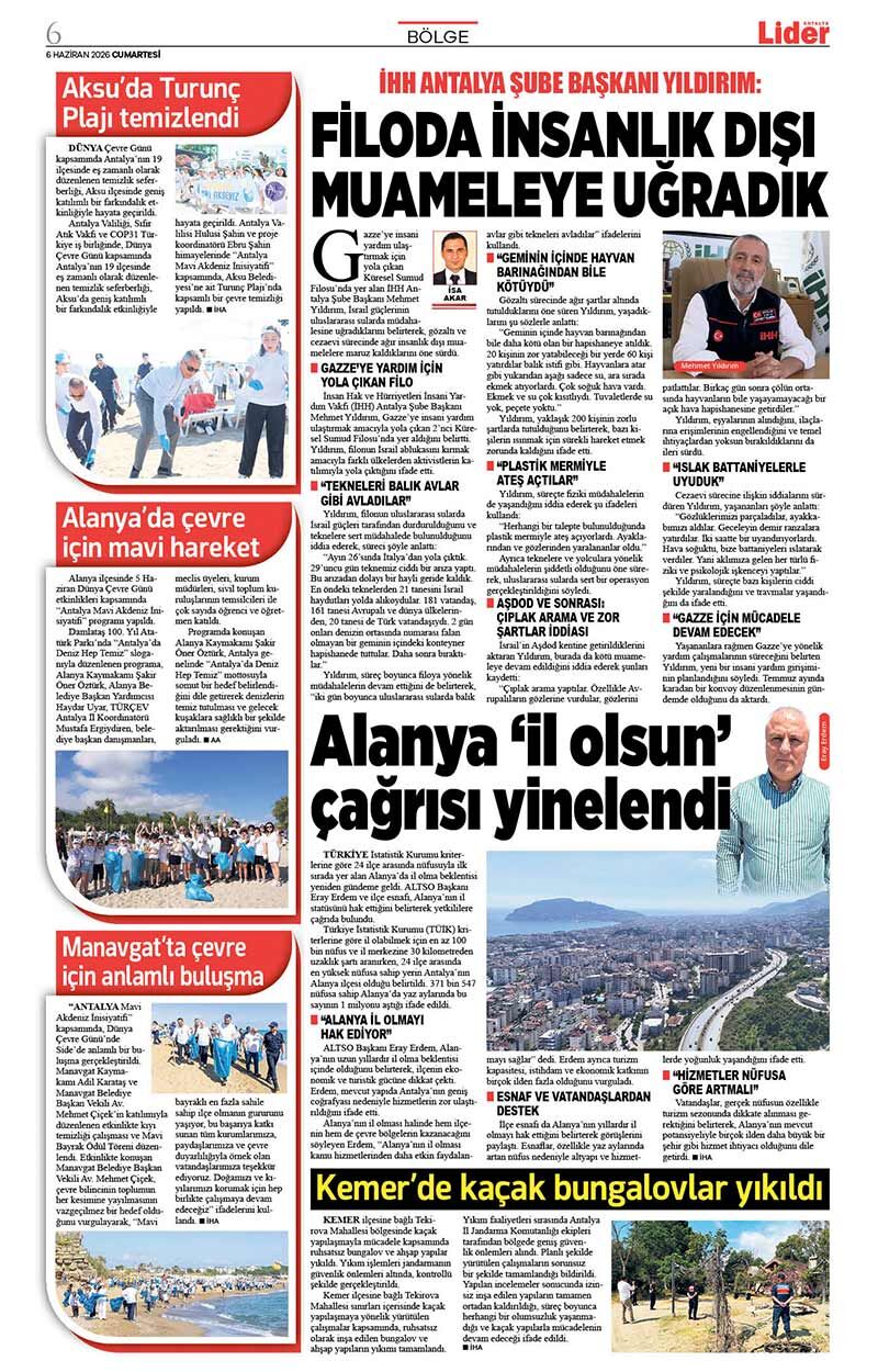 6 H A Z İ R A N 2026 L İ D E R G A Z E T E A N T A L Y A 6