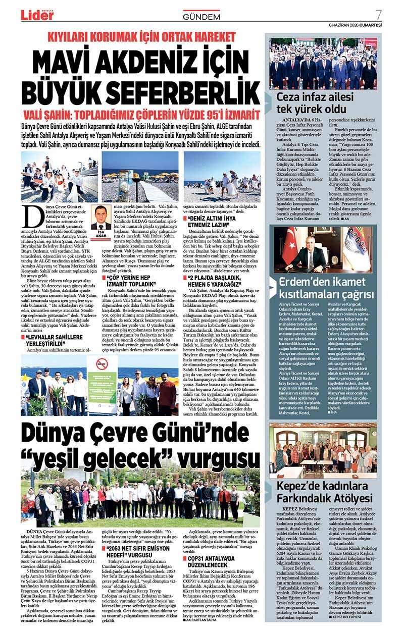 6 H A Z İ R A N 2026 L İ D E R G A Z E T E A N T A L Y A 7