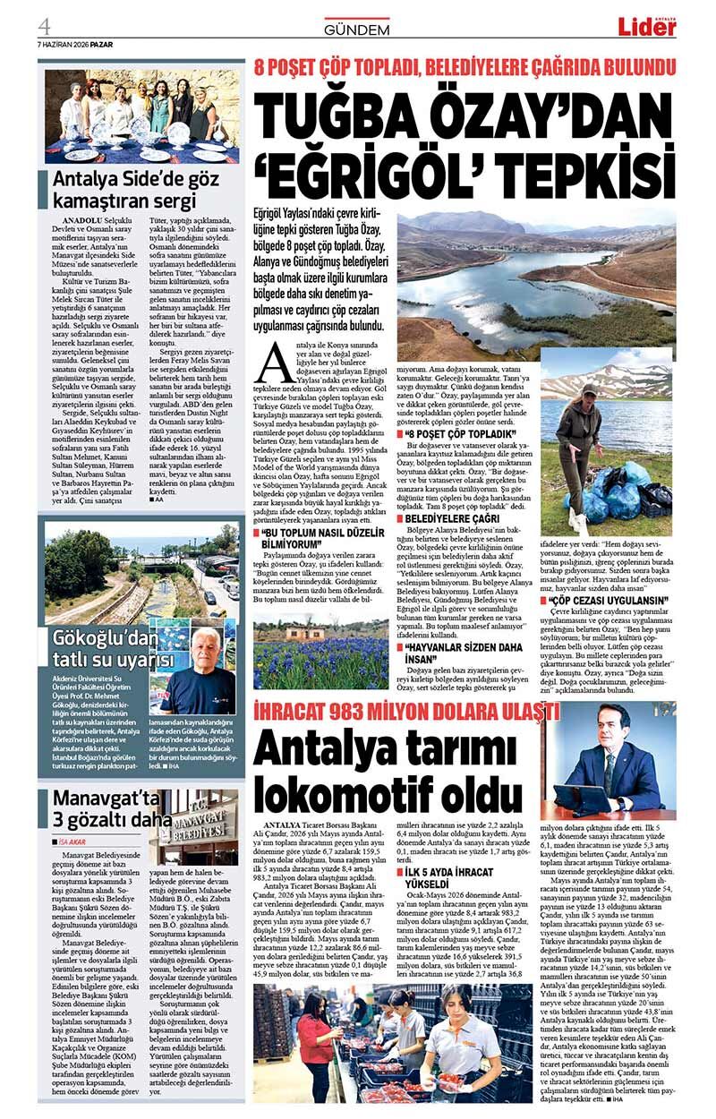 7 H A Z İ R A N 2026 L İ D E R G A Z E T E A N T A L Y A 4