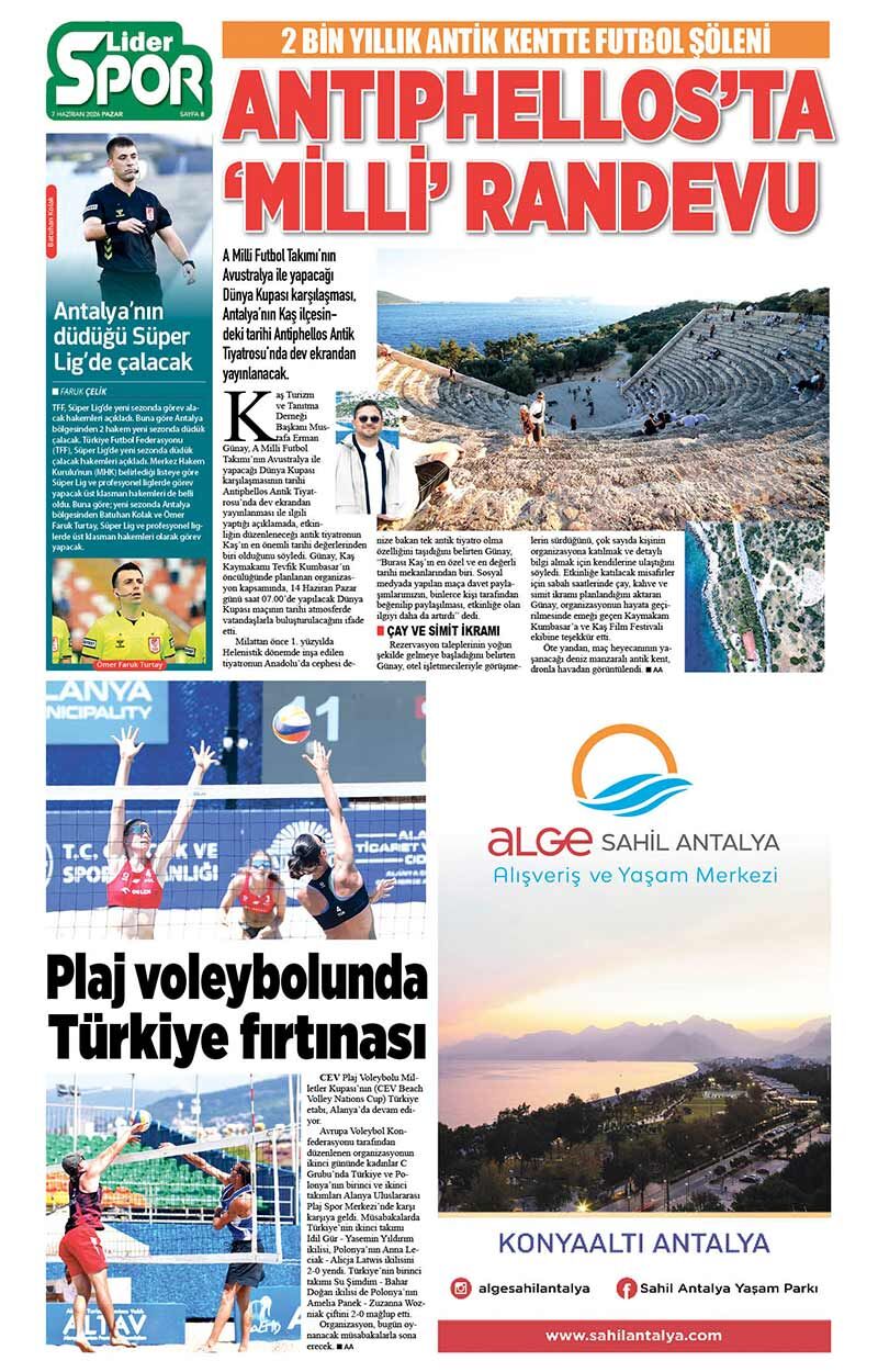7 H A Z İ R A N 2026 L İ D E R G A Z E T E A N T A L Y A 8