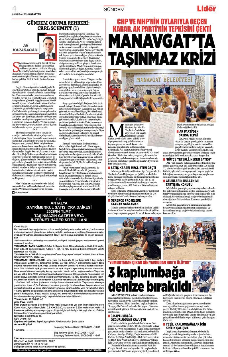 8 H A Z İ R A N 2026 L İ D E R G A Z E T E A N T A L Y A 4