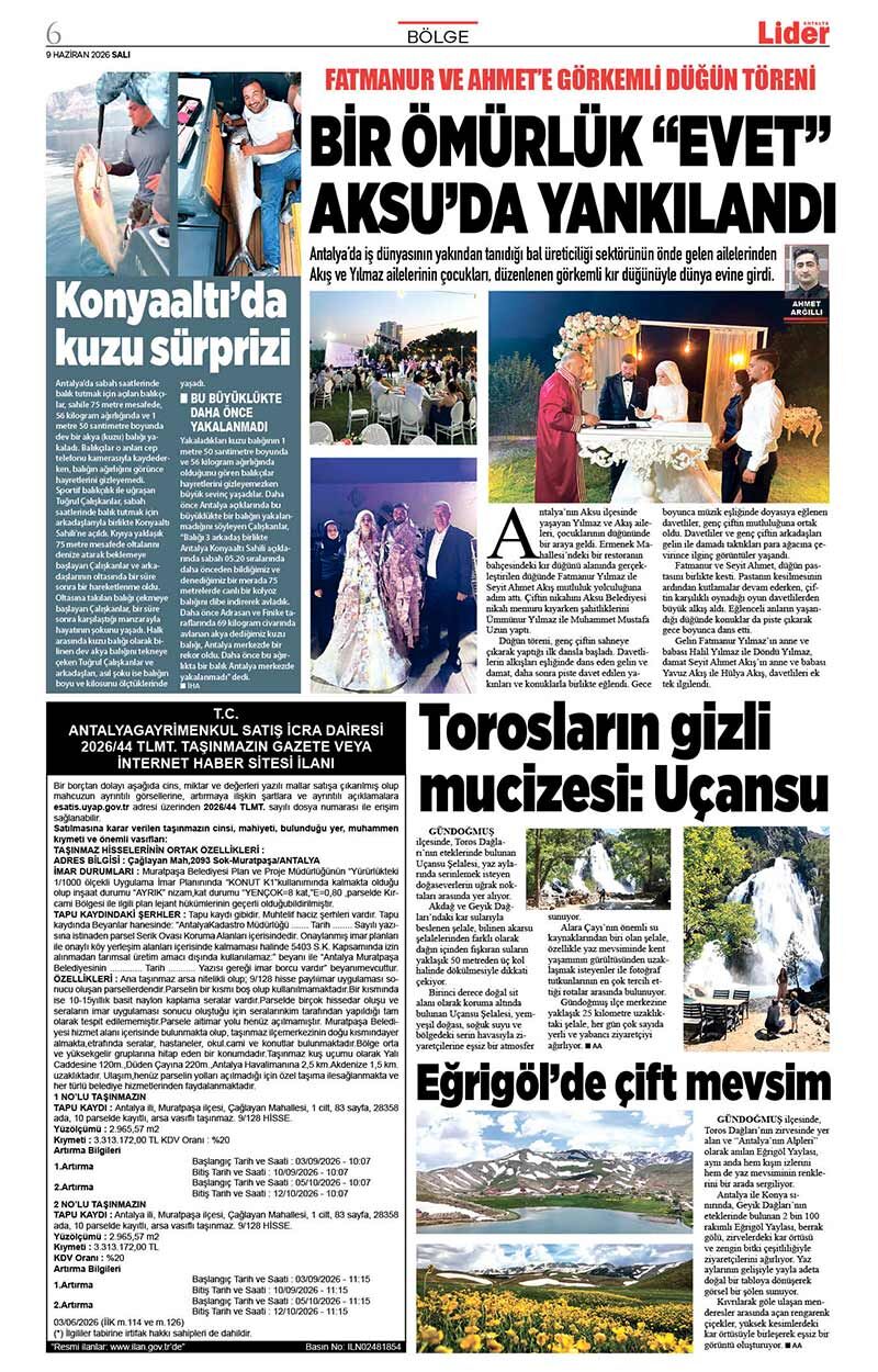 9 H A Z İ R A N 2026 L İ D E R G A Z E T E A N T A L Y A 6