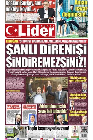 1 AĞUSTOS LİDER GAZETE BURSA