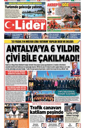 19 OCAK 2025 LİDER GAZETE ANTALYA