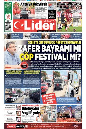 31 AĞUSTOS LİDER GAZETE ANTALYA