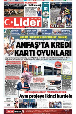 18 EYLÜL 2025 LİDER GAZETE ANTALYA