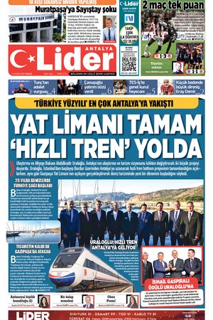 9 KASIM 2025 LİDER GAZETE ANTALYA