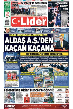 16 KASIM 2025 LİDER GAZETE ANTALYA