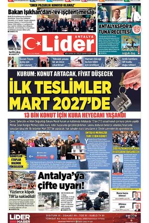 11 OCAK 2026 LİDER GAZETE ANTALYA