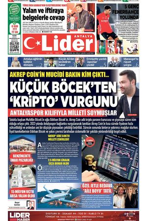 30 OCAK 2026 LİDER GAZETE ANTALYA