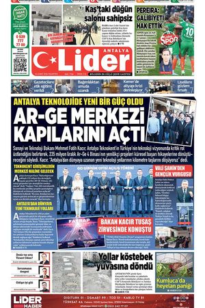 16 ŞUBAT 2026 LİDER GAZETE ANTALYA