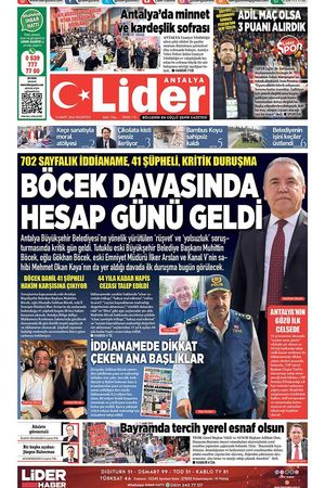 16 MART 2026 LİDER GAZETE ANTALYA