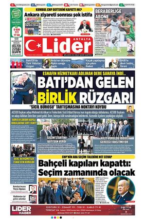 15 NİSAN 2026 LİDER GAZETE ANTALYA