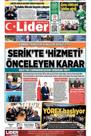 16 NİSAN 2026 LİDER GAZETE ANTALYA