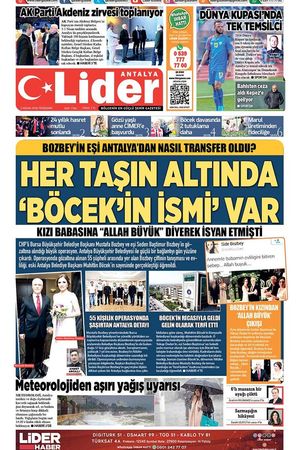 2 NİSAN 2026 LİDER GAZETE ANTALYA