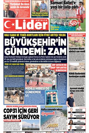 13 TEMMUZ 2026 LİDER GAZETE ANTALYA