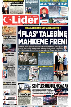 17 TEMMUZ 2026 LİDER GAZETE ANTALYA