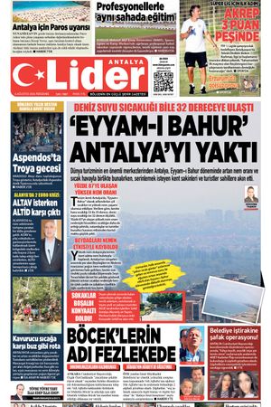 6 AĞUSTOS 2026 LİDER GAZETE ANTALYA