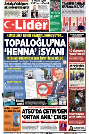 8 AĞUSTOS 2026 LİDER GAZETE ANTALYA