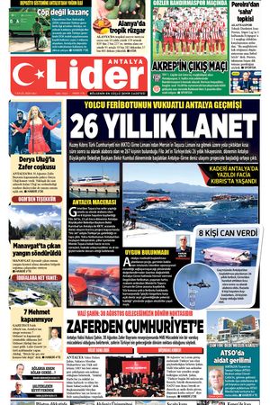1 EYLÜL 2026 LİDER GAZETE ANTALYA