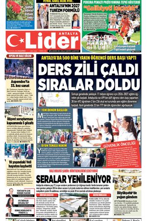14 EYLÜL 2026 LİDER GAZETE ANTALYA